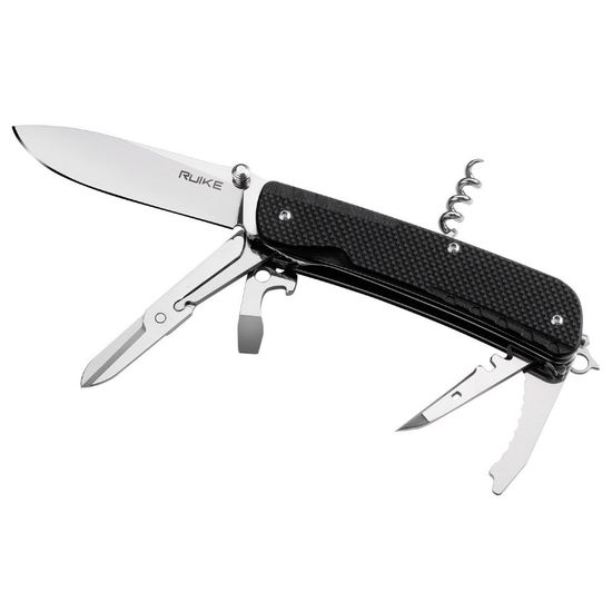 Складной нож multi-functional Ruike Trekker LD31-B черный c клинком из стали Sandvik™ 12С27, рукоять G10