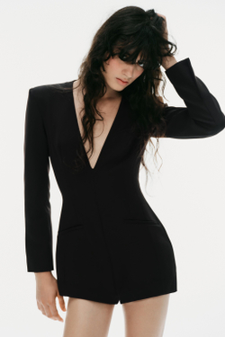 ZARA КОРОТКИЙ КОМБИНЕЗОН С ПОДПЛЕЧНИКАМИ, ЧЕРНЫЙ