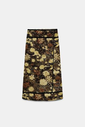 ZARA ЮБКА-ПАРЕО С ЦВЕТОЧНЫМ ПРИНТОМ — ZW COLLECTION, РАЗНОЦВЕТНЫЙ