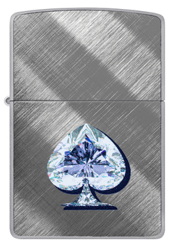 Зажигалка ZIPPO Сверкающая карта Пик с покрытием Диагональное плетение | Gleaming Spade Design Diago