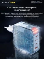 Сетевое зарядное устройство X-ONE Gun Turbo 140W, 3 Type-C + 1 USB, PD/QC, белое