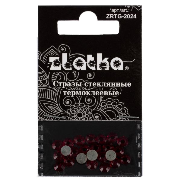 Стразы клеевые стекло 4.7 мм, 5х24 шт, SS20 №19 красный (Siam), Zlatka ZRTG-2024
