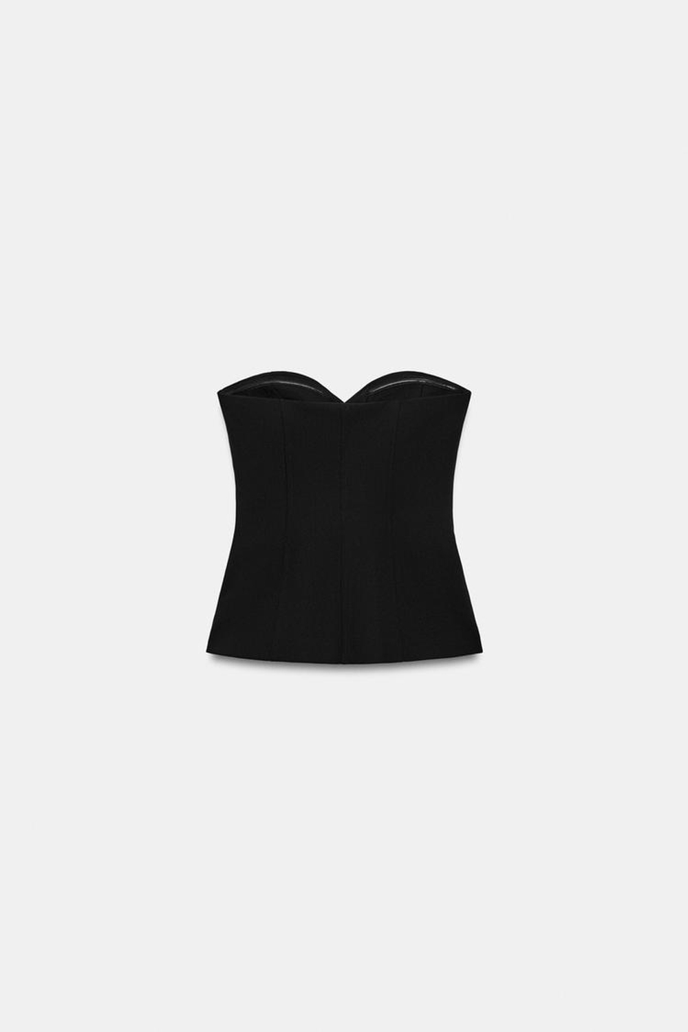 ZARA ТОП С АТЛАСНЫМИ ПУГОВИЦАМИ, ЧЕРНЫЙ