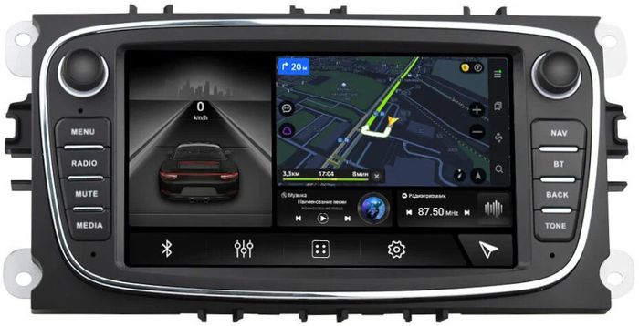 Магнитола для Ford (овал, чёрная) - Canbox H-Line Android 10, Быстрая, SIM-слот