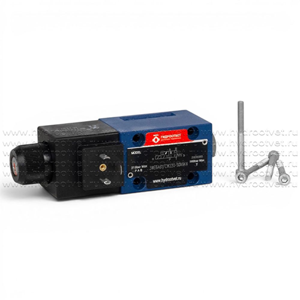 3WE6A61/CW220-50N9K4 - Гидрораспределитель золотниковый Ду 6 с электроуправлением, схема A (573), электроуправление W230, возврат - пружинный