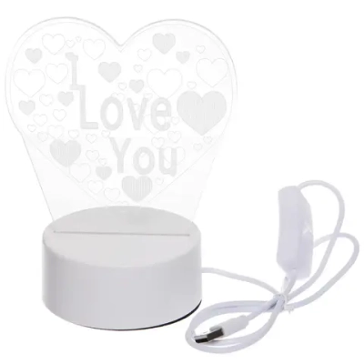 Светильник ночник «3D-I LOVE YOU» на пластиковой подставке, с включателем USB