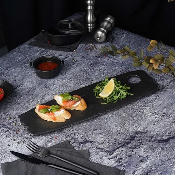 Блюдо прямоугольное 42,5*13 см h1,4 см для закусок Black Raw Stellar P.L. [1]
