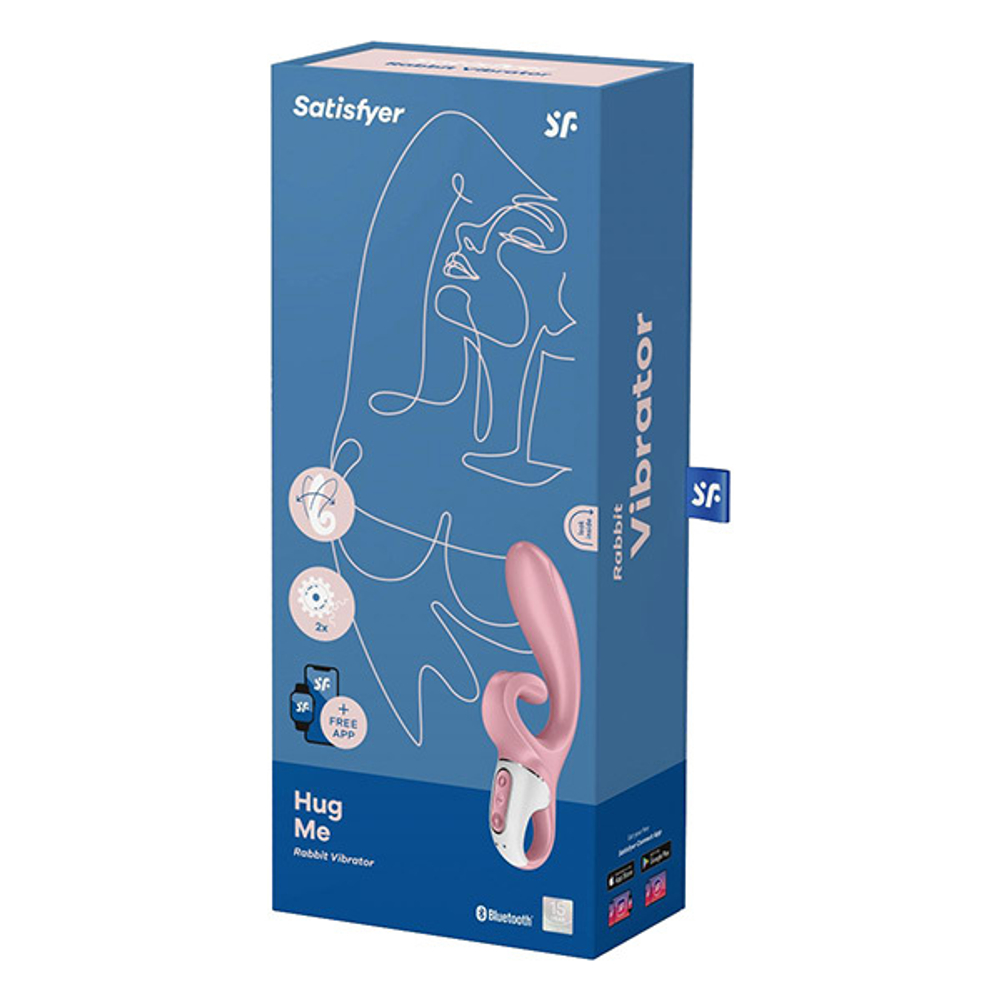 Розовый вибратор-кролик 21,2см Satisfyer Hug Me