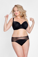 Однотонный бюстгальтер plus size на косточках с чашками из микрофибры (Размер: 110D) (Цвет: черный)
