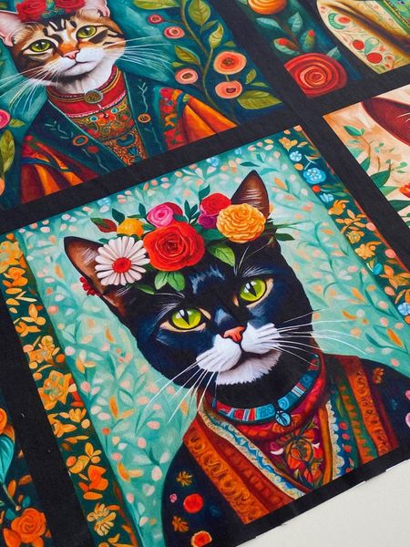 КОТЫ И КОШКИ, купон из 8 картинок, 100% хлопок 11
