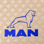 Ковры MAN TGS узкая кабина (механика) (экокожа, бежевый, бежевый кант, синяя вышивка)
