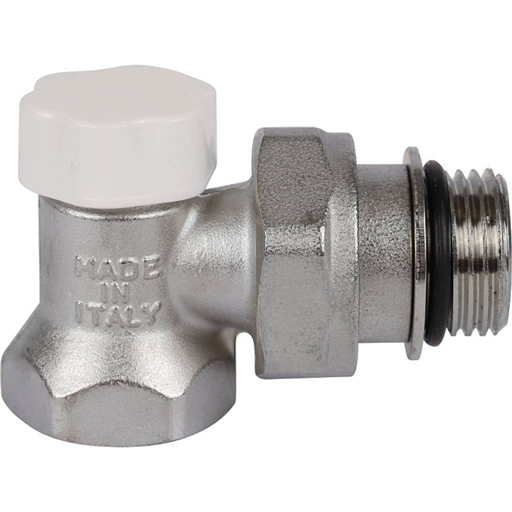 Клапан балансировочный угловой STOUT - 1/2" (ВР/НР-американка, PN10, Tmax 120°C, с самоуплотнением)