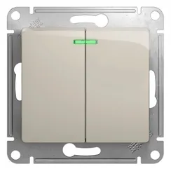 Выключатель двухклавишный с подсветкой Systeme Electric Glossa Молочный GSL000953