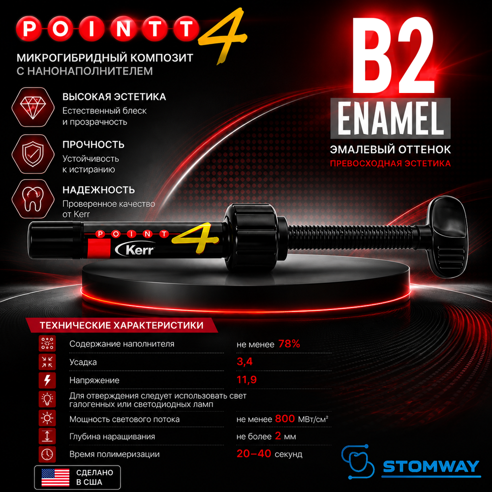 Point 4 Enamel B2, шприц (4гр), микрогибридный композит