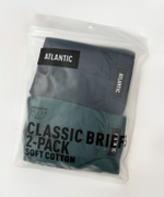 Мужские трусы слипы классика Atlantic, набор 2 шт., хлопок, сине-зелёные + зелёные, 2RMP-006