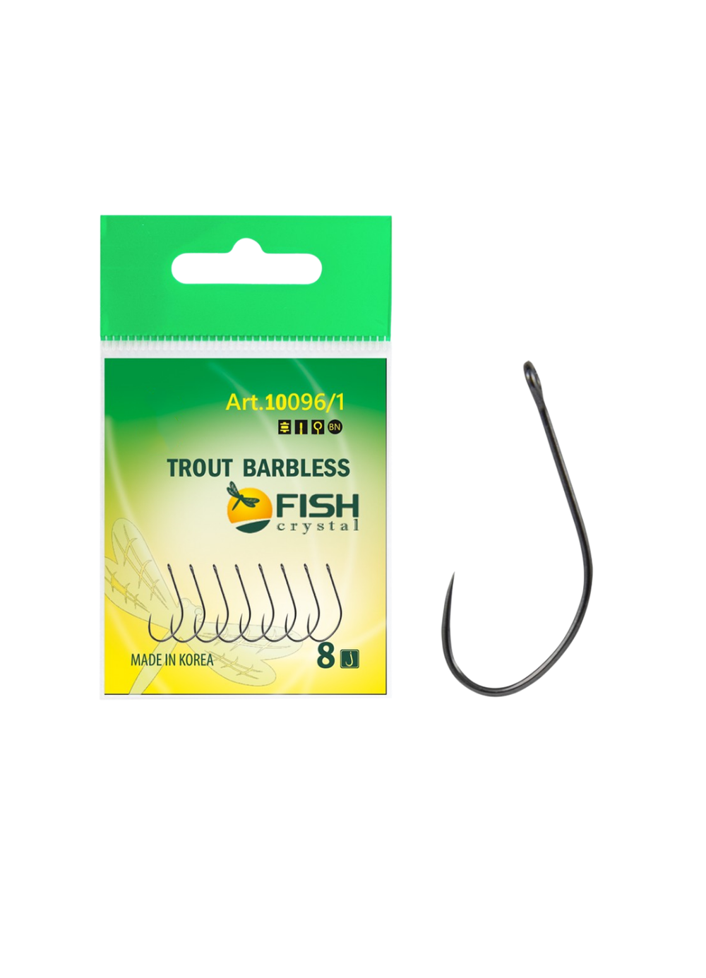 Крючок рыболовный Fish Crystal TROUT 10096/1 с большим ушком, без бородки №4 (5 упаковок)