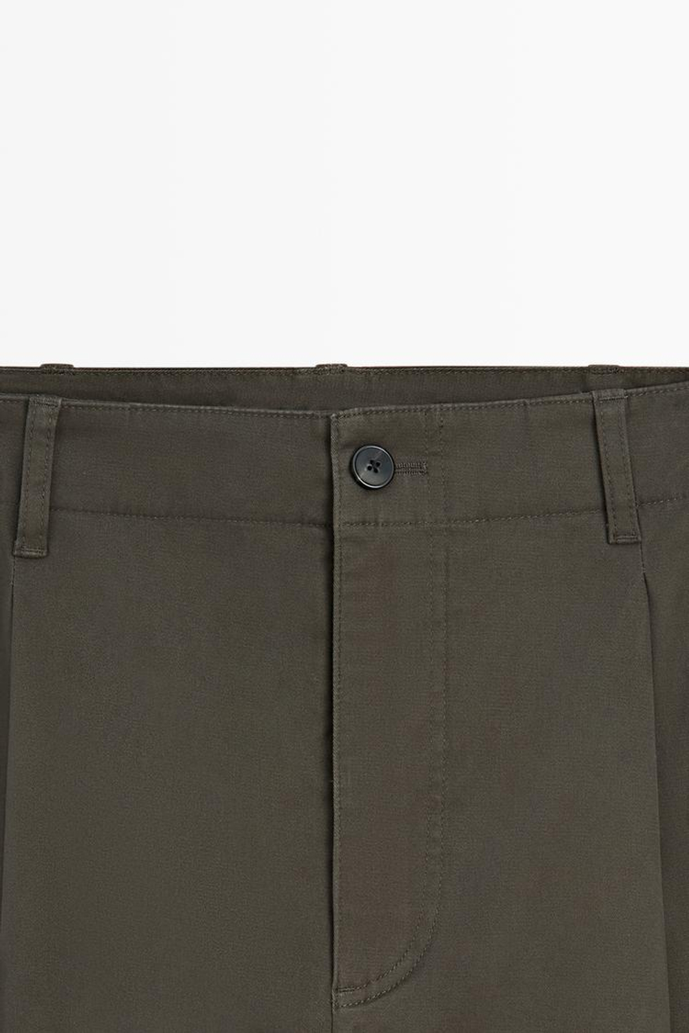 Massimo Dutti Брюки-бананы с защипами, хаки