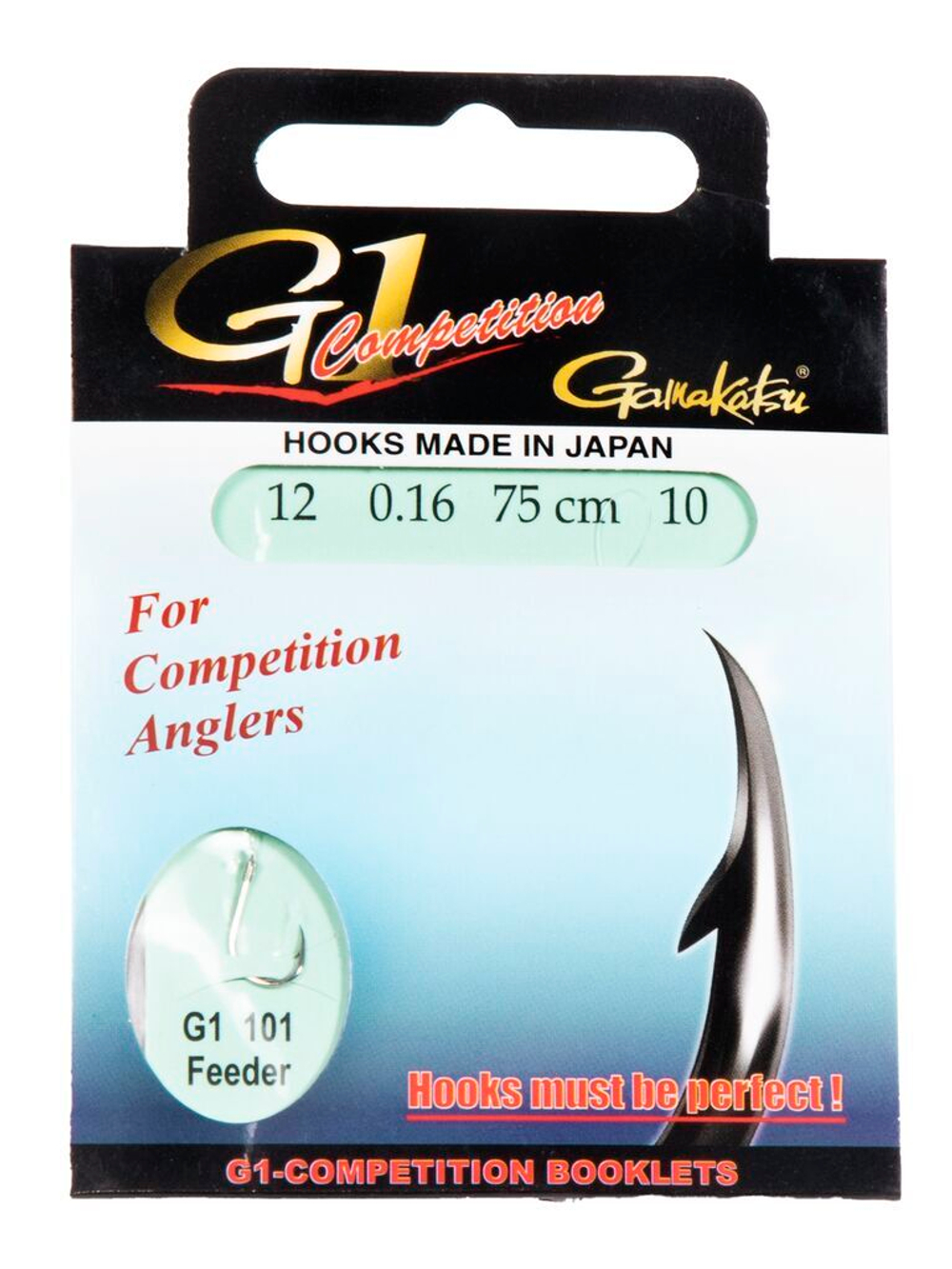 Крючки с поводком Gamakatsu BOOKLET FEEDER G1-101 разм. 12-0.14мм 75см 10шт.