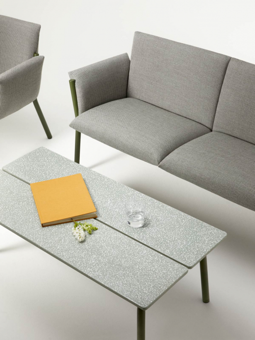 Диван плетеный с подушками Scab Design Brezza, оливковый, серый