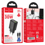 Сетевое зар. устр. Hoco N63 с шнуром Type-C на Type-C 1USB/1С PD/QC3.0 3A 30W черное