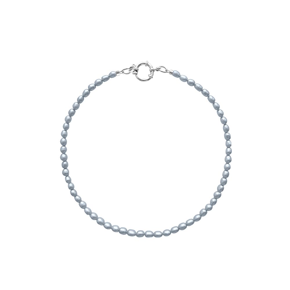 Колье из жемчуга формы рис (серое)