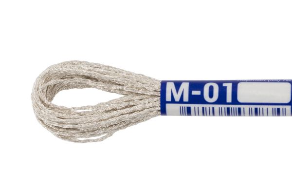 Мулине Gamma металлик, цв.М-01 серебро, 12 мотков по 8 метров
