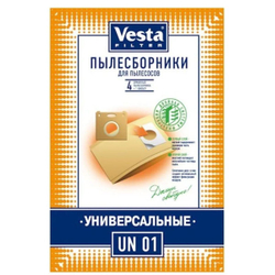 Мешок для пылесоса Vesta filter, UN 01, бумажный, 4 шт, + 1 фильтр