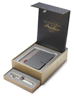 Набор перо и блокнот Parker Sonnet F540 Pearl Metal PGT перо 18Ct F (1978401)