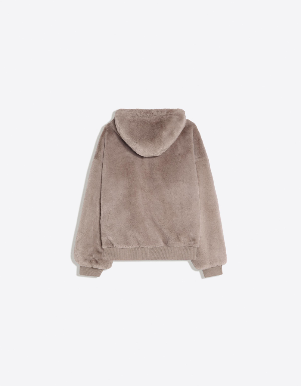 Мужская двусторонняя куртка из искусственного меха с капюшоном - BERSHKA