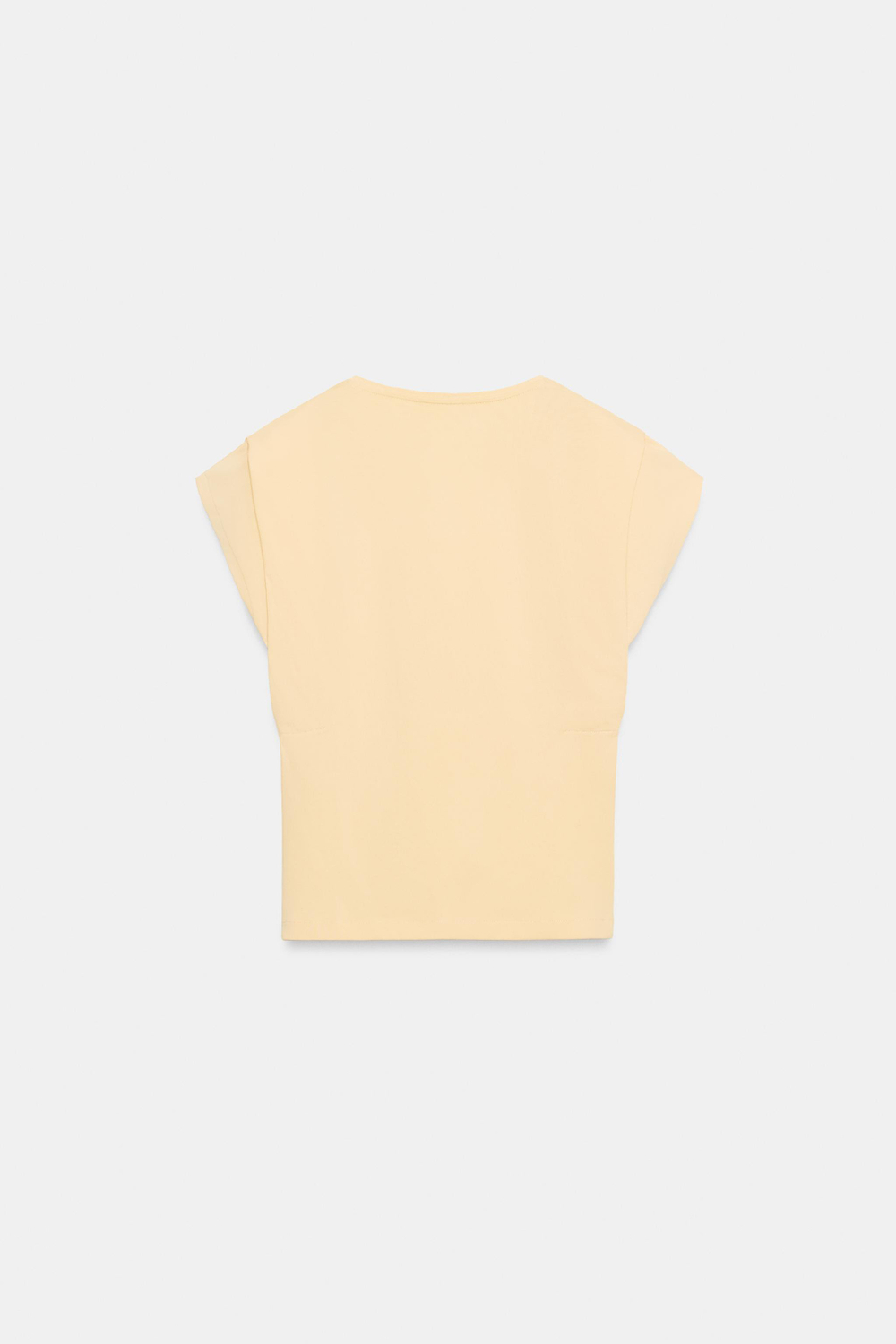 ZARA ХЛОПКОВАЯ ФУТБОЛКА С V-ОБРАЗНЫМ ВЫРЕЗОМ, ПЕРСИКОВЫЙ