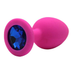 Средняя розовая пробка с синим кристаллом ONJOY Silicone Collection (Цвет: розовый с синим)