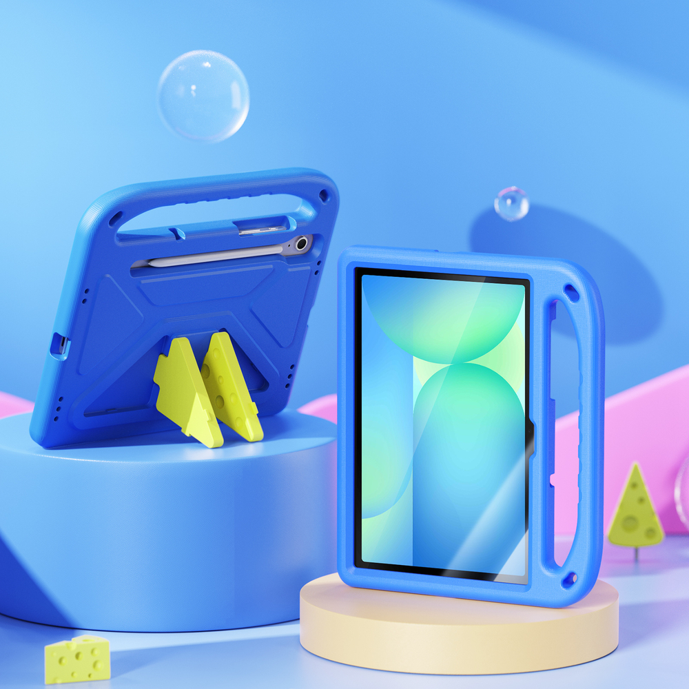 Детский чехол синего цвета на планшет Samsung Tab S10 FE, S9, S9 FE, S8 и S7 от от Dux Ducis, серия Puff Series Case