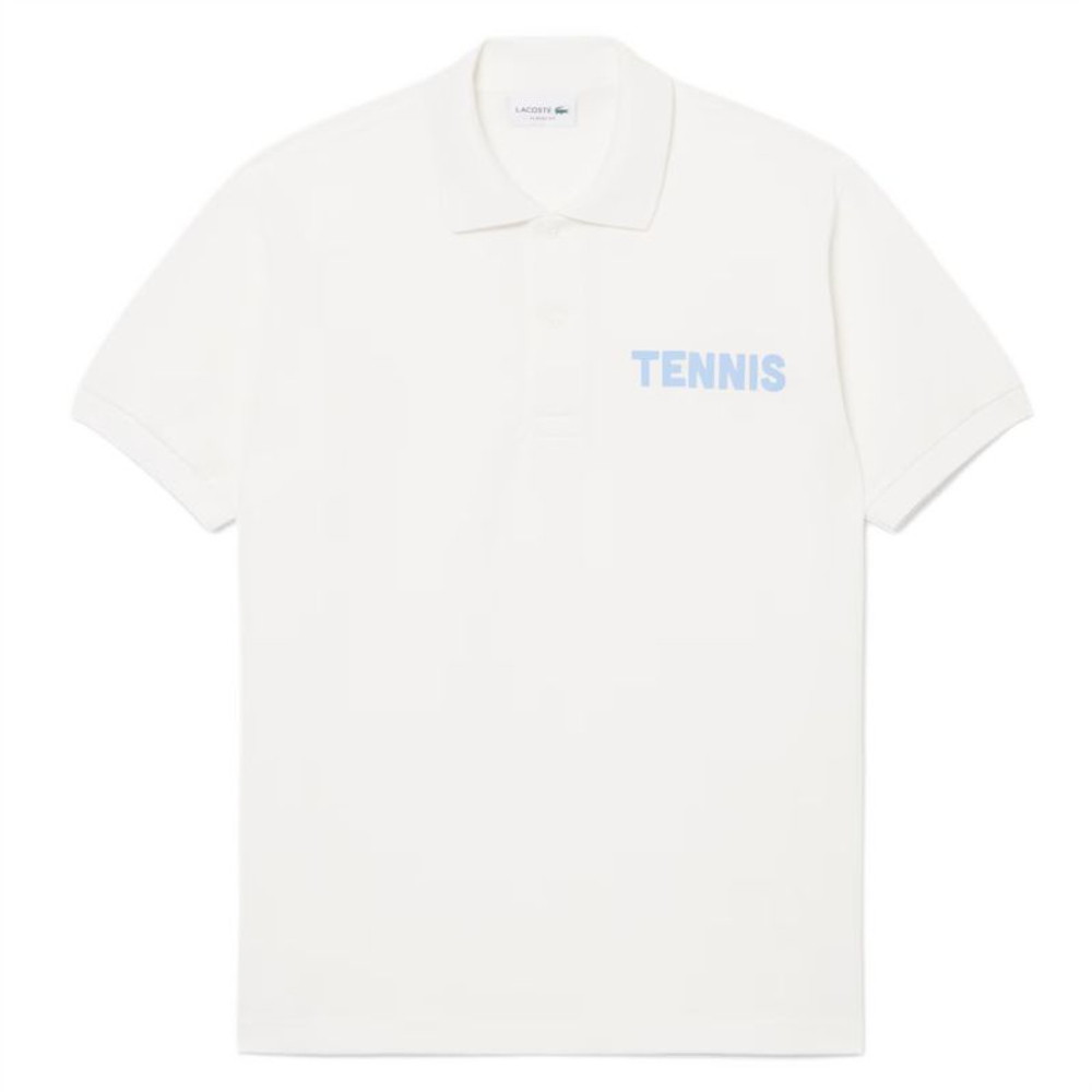 Мужское теннисное поло Lacoste Classic Fit Printed Petit Piqué - white