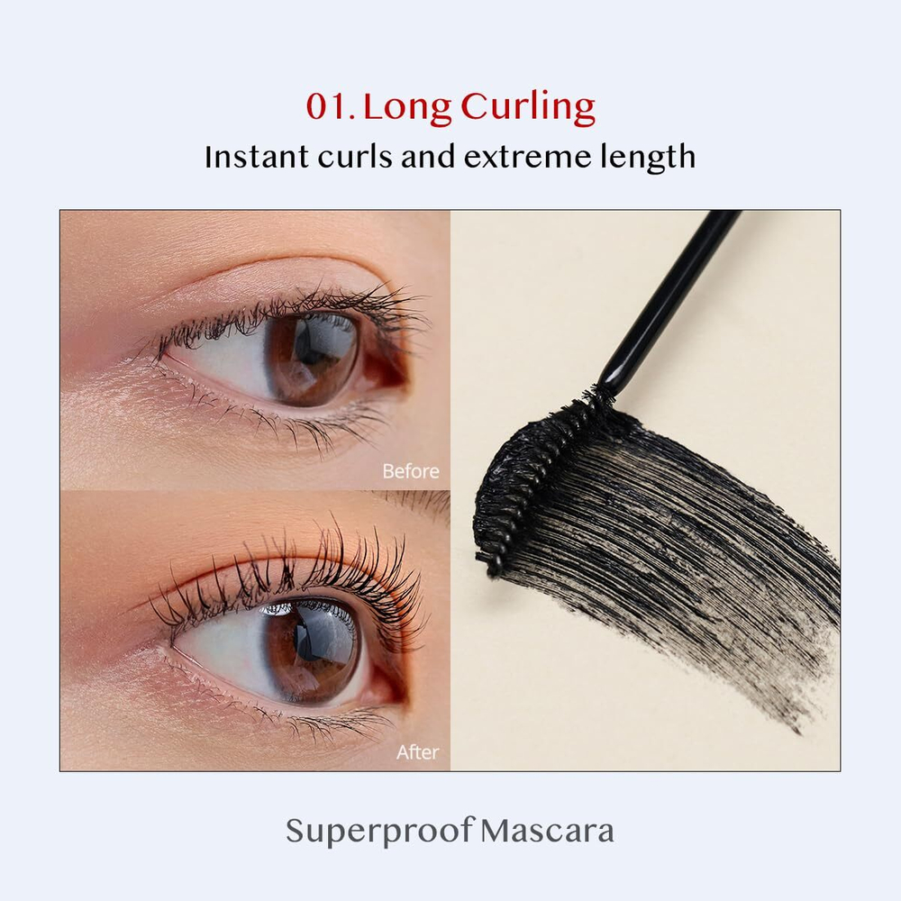 CLIO Kill Lash Superproof Mascara 01 Long Curling Суперстойкая удлиняющая тушь для ресниц 1+1