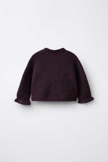 ZARA КАРДИГАН С ОБОРКАМИ, БОРДОВЫЙ