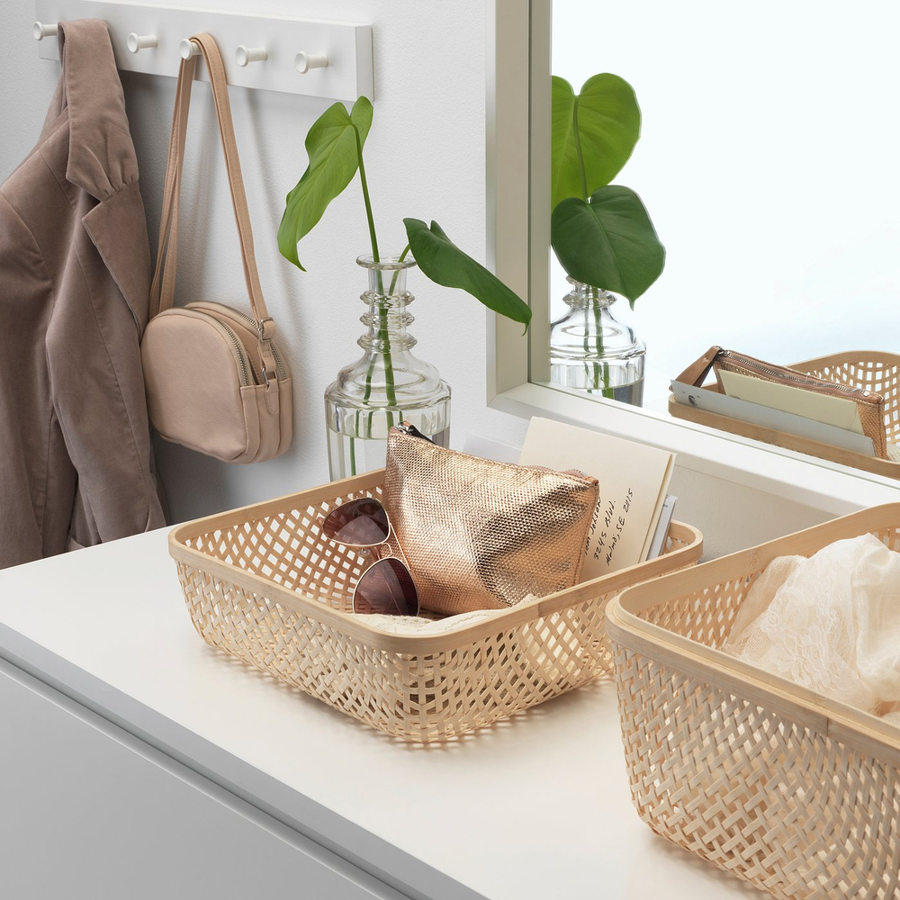 IKEA SMARRA  (ИКЕА СМАРРА)  -  Коробка с крышкой - естественный цвет 30x30x23 см