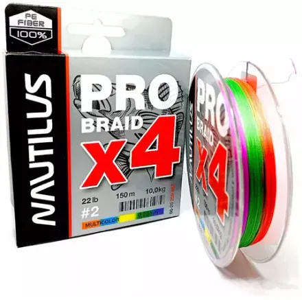 Шнур Nautilus Pro Braid X4 Multicolor d-0.20 10.0кг 22lb 150м