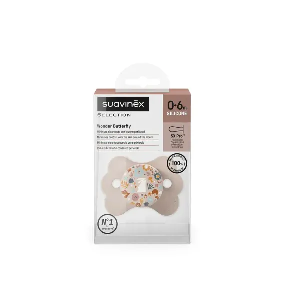 Соска-Пустышка Suavinex Butterfly Physiological Pro 0-6 м Розовая
