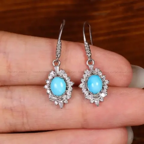 Серебряные серьги с бирюзой Mashahir 35194 Иран