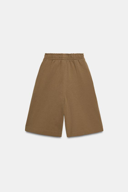 ZARA ШОРТЫ С ЗАЩИПАМИ, ТЕМНЫЙ РЫЖЕВАТО-КОРИЧНЕВЫЙ