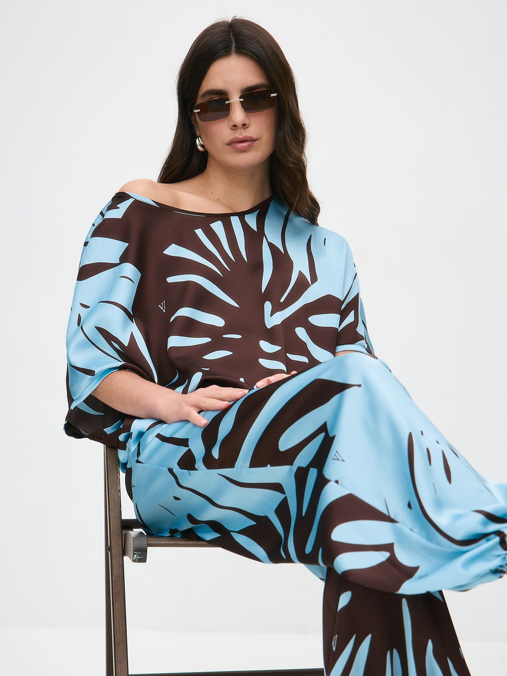 Костюм летний шелковый "ART SILK", 713.9072.09.01, цвет монстера бирюза