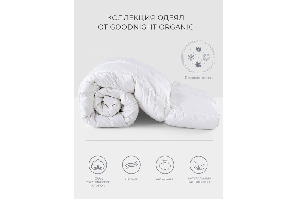 Одеяло GoodNight Organic овечья шерсть/микрофибра 300 гр/м2 2 сп. (172х205)