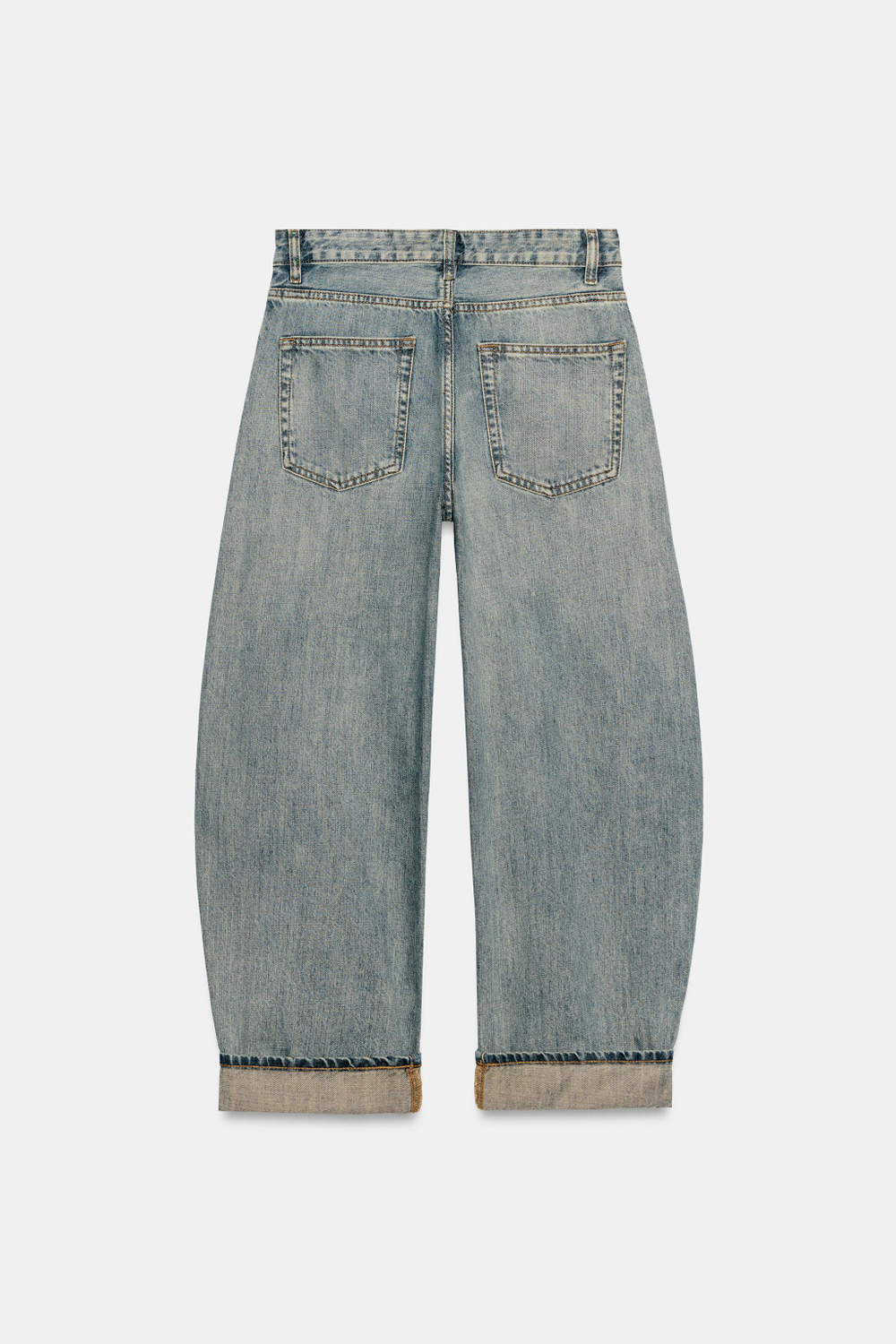 ДЖИНСЫ BALLOON С ОТВОРОТАМИ И СРЕДНЕЙ ПОСАДКОЙ — ZW COLLECTION — ZARA