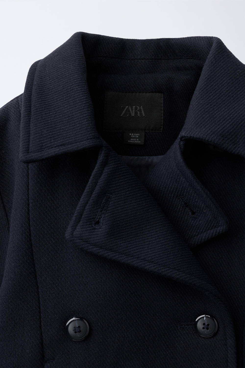 ZARA КОРОТКОЕ ПАЛЬТО ИЗ СМЕСОВОЙ ШЕРСТИ, МОРСКОЙ СИНИЙ