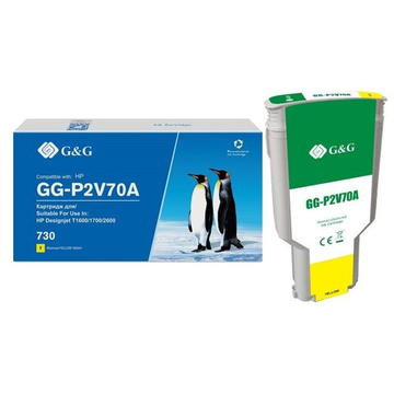 Картридж G&G аналог HP P2V70A (730) для DesignJet T1600/T1700/T2600, желтый (300мл)