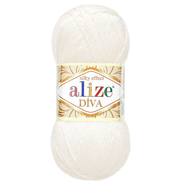 Пряжа Alize (Ализе) Diva / уп.5 мот. по 100 г, 350м, 1055 сахарно-белый A