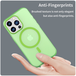 Мягкий чехол зеленого цвета с поддержкой MagSafe для iPhone 13 Pro Max, серия Frosted Magnetic