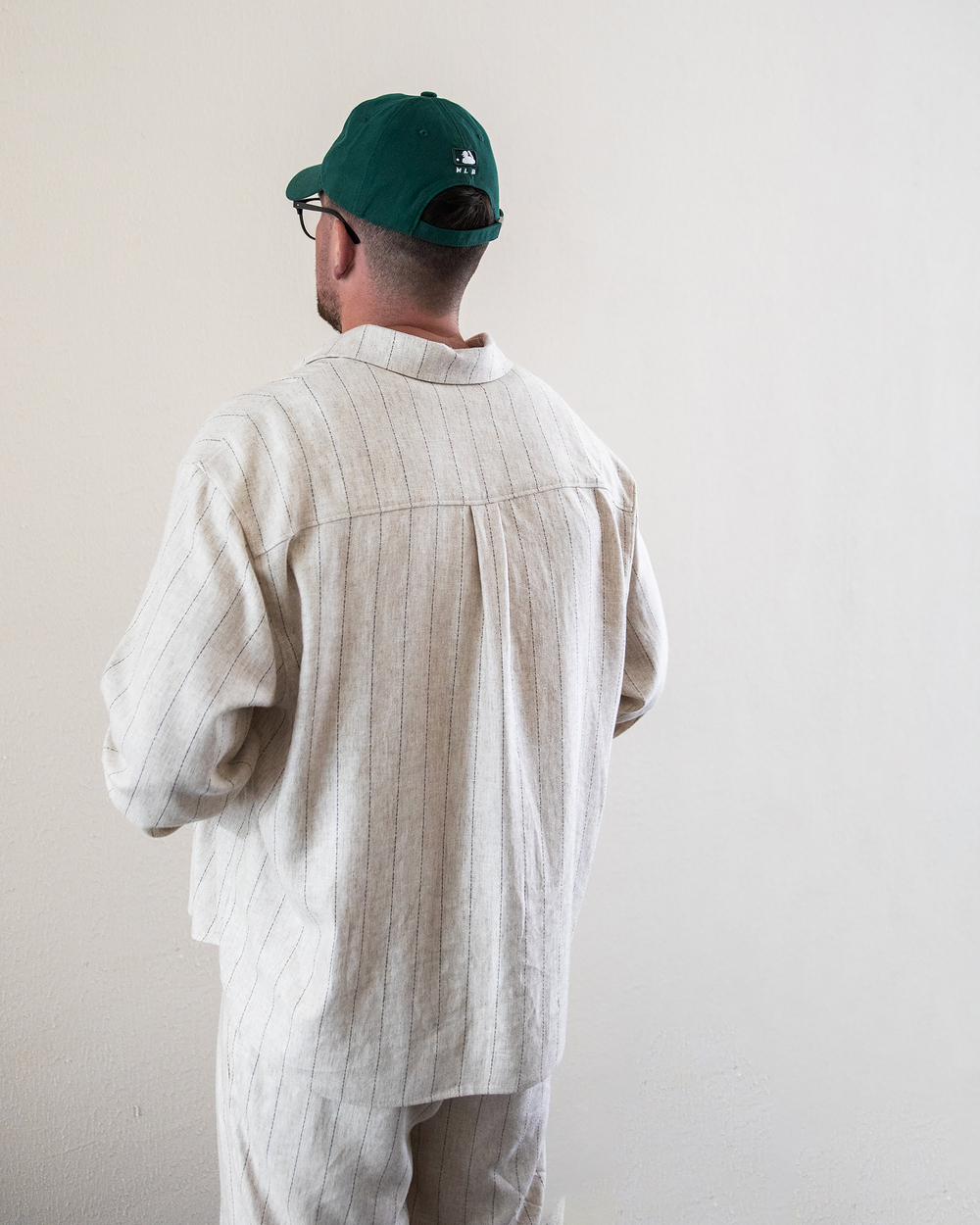 Рубашка "Linen stripe" бежевая