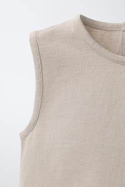 ZARA ТОП БЕЗ РУКАВОВ С ПУГОВИЦЕЙ, БЕЖЕВЫЙ