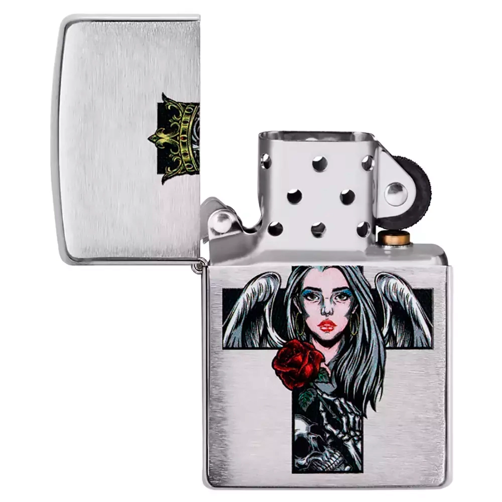 Зажигалка Zippo 49262 Queen and Skull Design, Brushed Chrome
